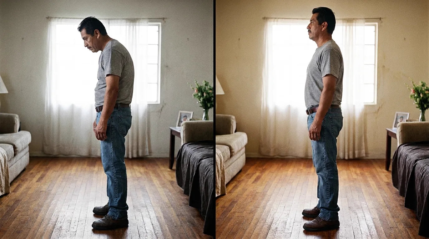 Antes y después de la postura